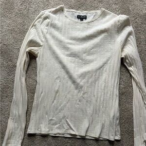 J. Crew Cream Long Sleeve Pointelle Top